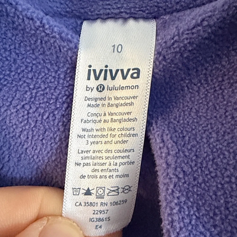 Ivivva by lululemon Girls Spring / Fall‎ Purple Jacket, size 10